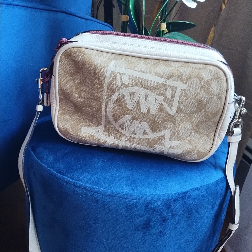 Coach Beige and White Crossbody Bag